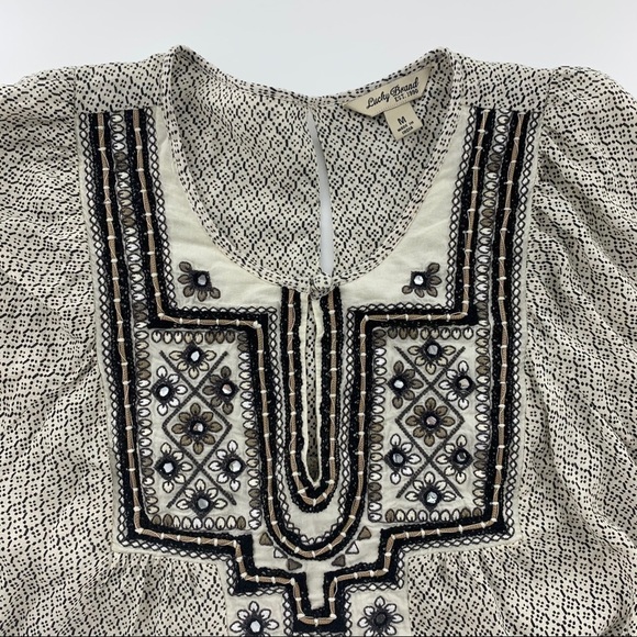 Lucky Brand Lilah Mirrored Boho 3/4 Sleeve Blouse - Picture 8 of 9
